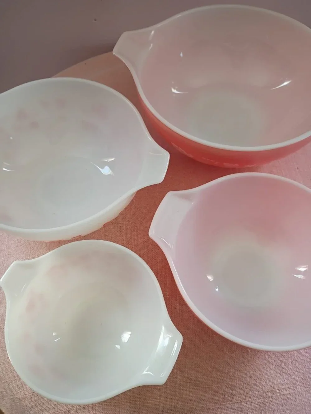 Vintage Pyrex Pink Gooseberry Cinderella Mixing Bowl Set of 4